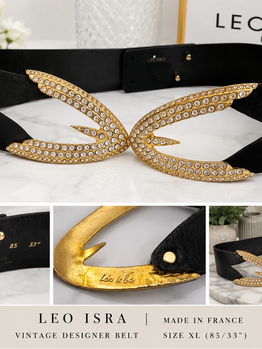 Vintage Leo Isba France Rhinestone Statement Belt